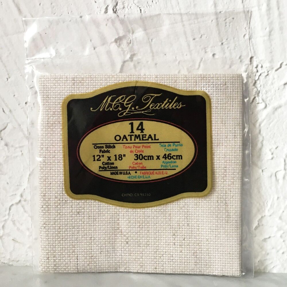 MCG Textiles 14 Count Aida Cross Stitch Oatmeal Cotton/Poly/Linen Fabric 12 x 18